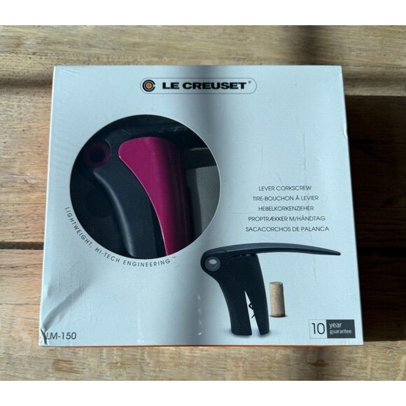 NEW Le Creuset Compact Lever Corkscrew Wine Opener LM150 Shiny Pink - Picture 1 of 3